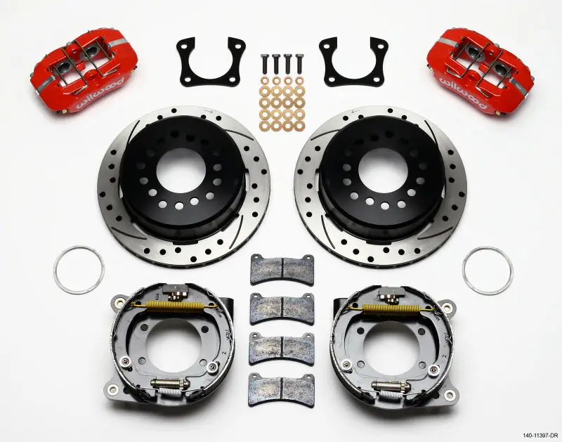 Wilwood Dynapro Low-Profile 11.00In P-Brake Kit Drill-Red 58-64 Olds/Pontiac Ends 2.81In Offset 1