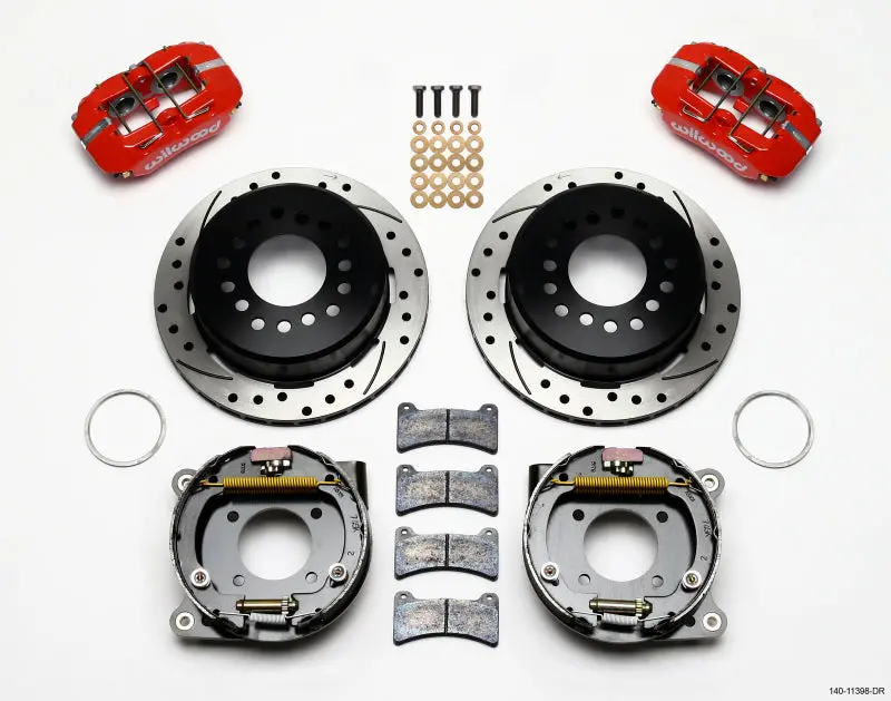 Wilwood Dynapro Low-Profile 11.00In P-Brake Kit Drill-Red Chevy 12 Bolt 2.75In Off W/ C-Clips 1