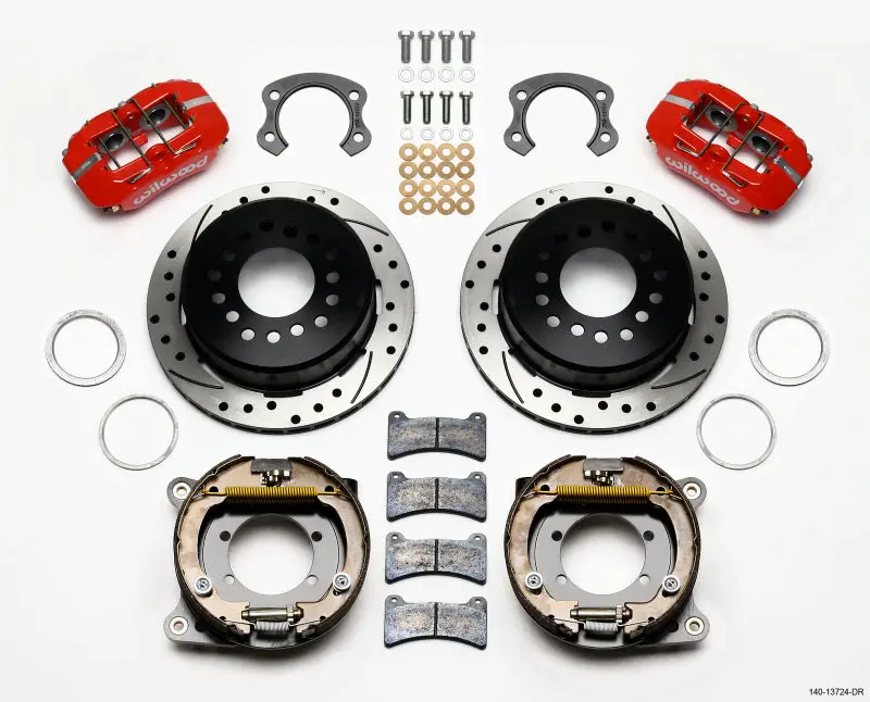 Wilwood Dynapro Low-Profile 11.00In P-Brake Kit Drill-Red Ford 8.8 Special W/2.50In Offset-5 Lug 1
