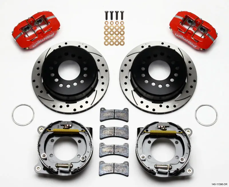 Wilwood Dynapro Low-Profile 11.00In P-Brake Kit Drill-Red Ford 8.8 W/2.50In Offset-5 Lug 1
