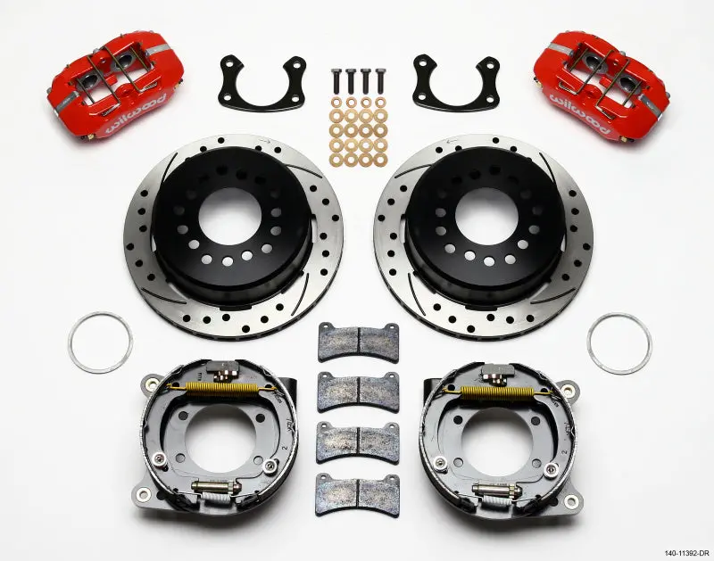 Wilwood Dynapro Low-Profile 11.00In P-Brake Kit Drill-Red New Big Ford 2.50In Off Staggered Mount 1