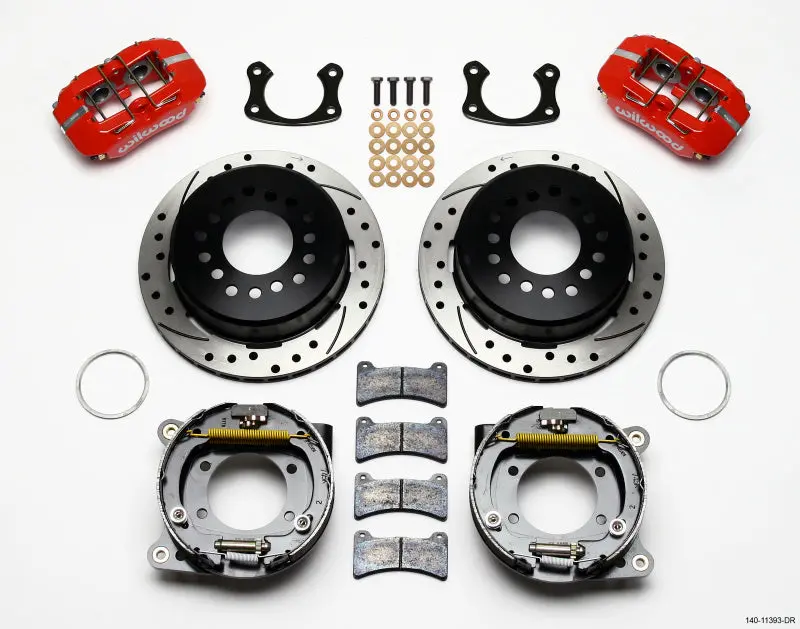 Wilwood Dynapro Low-Profile 11.00In P-Brake Kit Drill-Red Small Ford 2.66In Offset 1