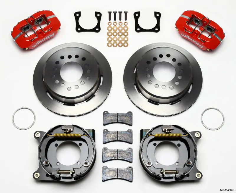 Wilwood Dynapro Low-Profile 11.00In P-Brake Kit - Red Chevy 12 Bolt Spcl 2.81In Off Stag Mount 1