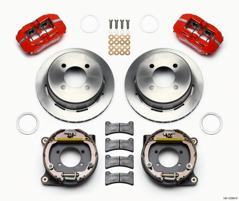 Wilwood Dynapro Low-Profile 11.00In P-Brake Kit - Red Ford 7.5In Rear 2.80 Offset - 4-Lug 1