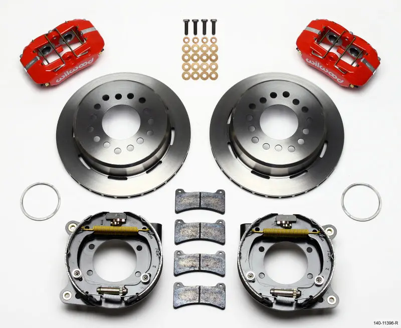 Wilwood Dynapro Low-Profile 11.00In P-Brake Kit - Red Ford 8.8 W/2.50In Offset-5 Lug 1