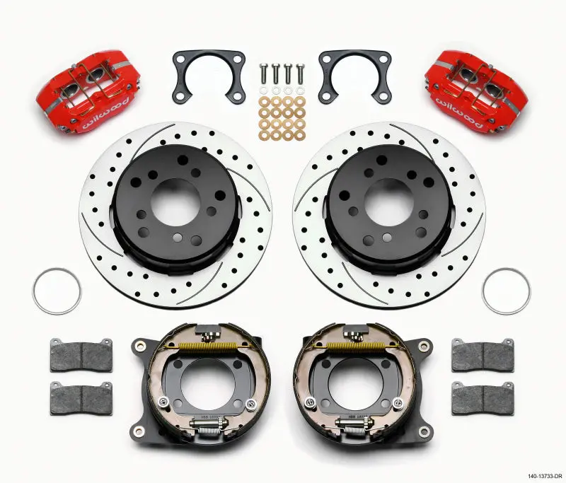 Wilwood Dynapro Lug Mount P/S Park Brake Kit Drilled Red Big Ford 2.00In Off Bronco 5 X 5.50 1