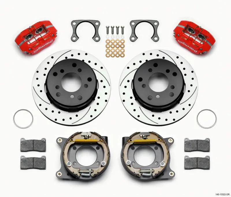 Wilwood Dynapro Lug Mount P/S Park Brake Kit Drilled Red Big Ford 2.36In Off Bronco 5 X 5.50 1