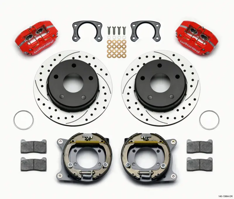 Wilwood Dynapro Lug Mount P/S Park Brake Kit Drilled Red Big Ford New 2.38In Off Bronco 5 X 5.50 1