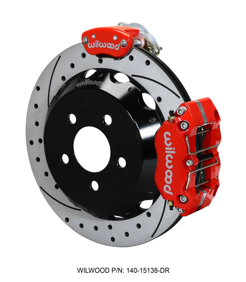 Wilwood Dynapro Radial / Mc4 Rear Kit 12.88 Drilled & Slotted Red 2015 Ford Mustang W/Lines 1