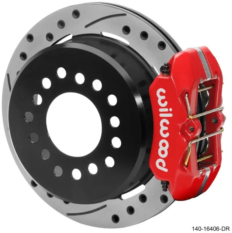 Wilwood Ford Explorer 8.8In Rear Axle Dynapro Disc Brake Kit 11In Drilled/Slotted Rotor -Red Caliper 1