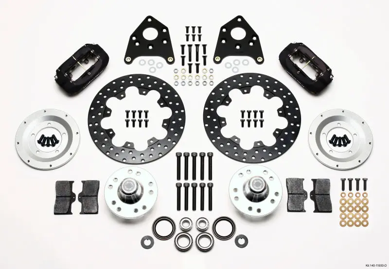 Wilwood Forged Dynalite Front Drag Kit Drilled Rotor 1970-1973 Mustang Disc & Drum Spindle 1
