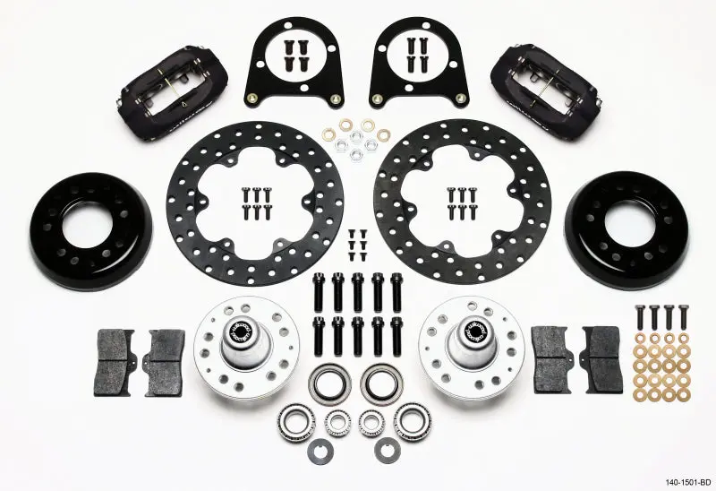 Wilwood Forged Dynalite Front Drag Kit Drilled Rotor 37-48 Ford Psgr. Car Spindle 1