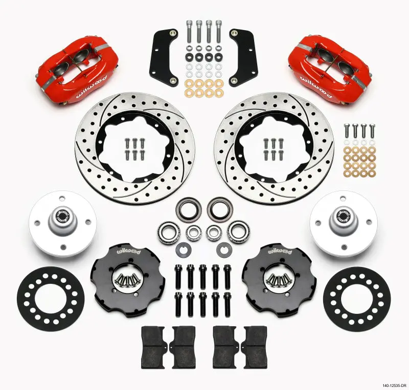 Wilwood Forged Dynalite Front Kit 10.75In Drilled Red 64-65 Mustang 6 Cylinder 4-Lug 1
