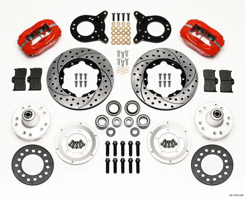 Wilwood Forged Dynalite Front Kit 11.00In Drill Red 1970-1973 Mustang Disc & Drum Spindle 1