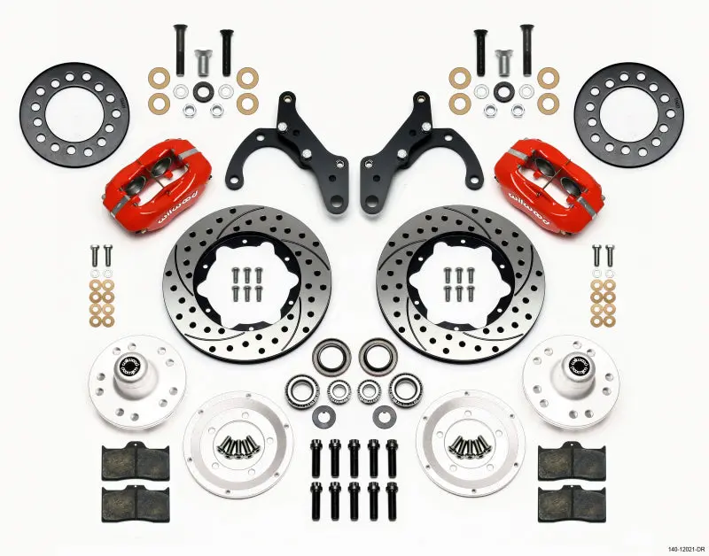 Wilwood Forged Dynalite Front Kit 11.00In Drill-Red 65-68 Chevy Impala -Drum Spindle 1