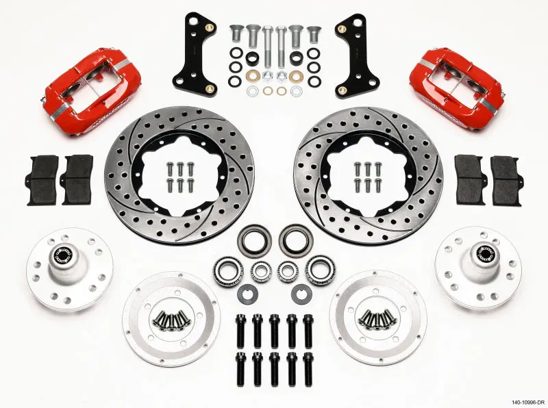 Wilwood Forged Dynalite Front Kit 11.00In Drill-Red 67-69 Camaro 64-72 Nova Chevelle 1
