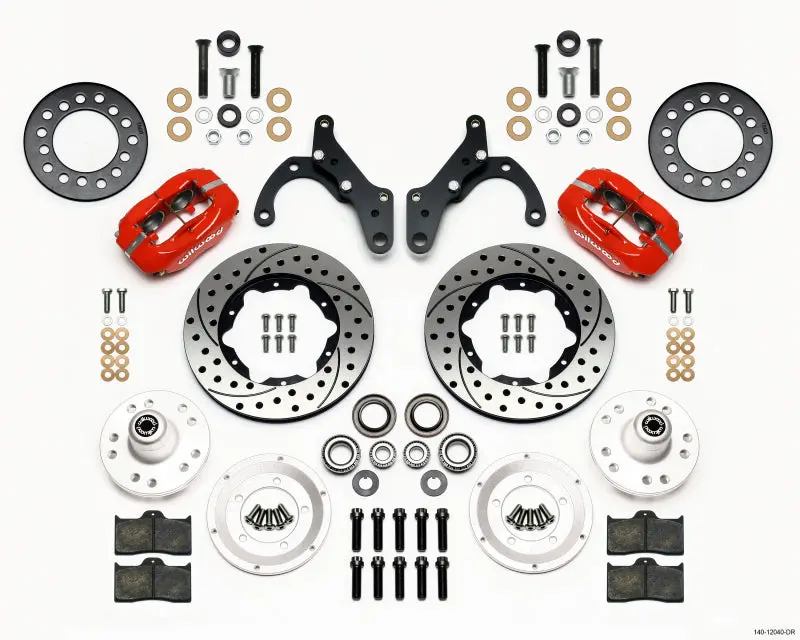 Wilwood Forged Dynalite Front Kit 11.00In Drill-Red 69-70 Impala Drum/Disc 69-82 Vette 1