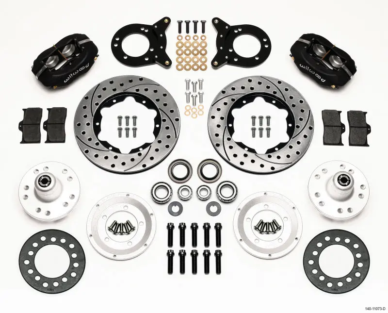 Wilwood Forged Dynalite Front Kit 11.00In Drilled 1970-1973 Mustang Disc & Drum Spindle 1