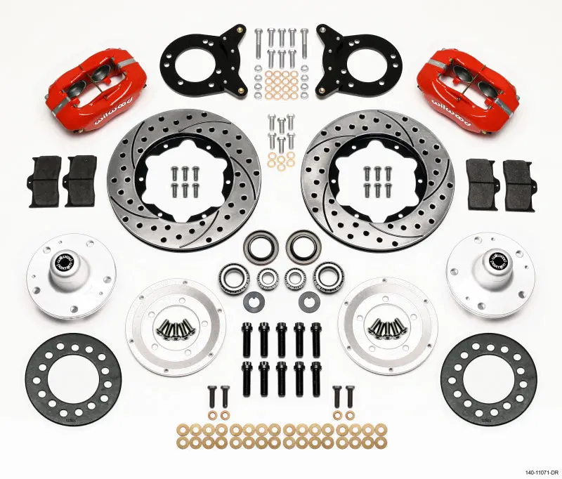 Wilwood Forged Dynalite Front Kit 11.00In Drilled Red 1965-1969 Mustang Disc & Drum Spindle 1