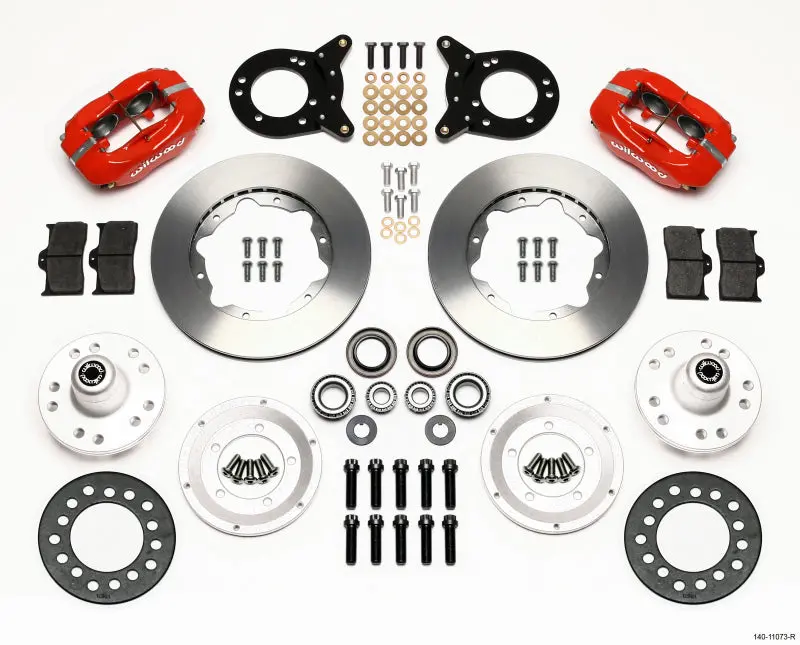 Wilwood Forged Dynalite Front Kit 11.00In Red 1970-1973 Mustang Disc & Drum Spindle 1