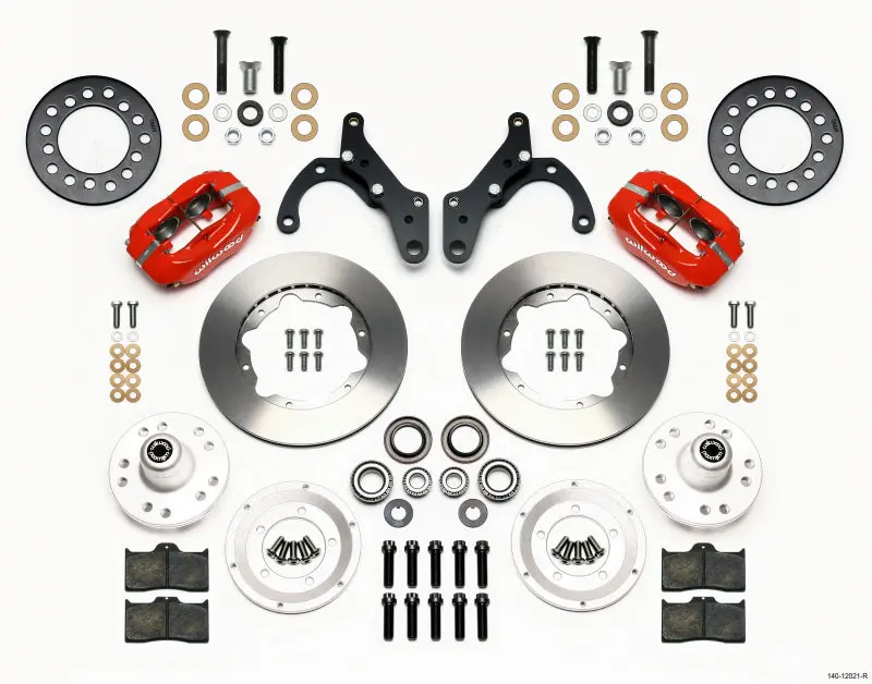 Wilwood Forged Dynalite Front Kit 11.00In Red 65-68 Chevy Impala -Drum Spindle 1