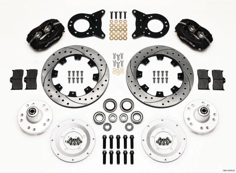 Wilwood Forged Dynalite Front Kit 12.19In Drilled 1970-1973 Mustang Disc & Drum Spindle 1