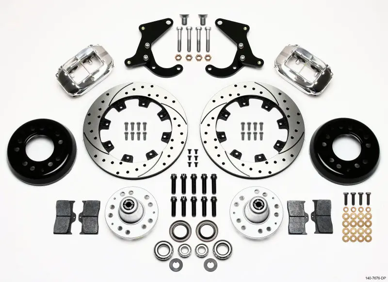 Wilwood Forged Dynalite Front Kit 12.19In Drilled Polished 55-57 Chevy 1