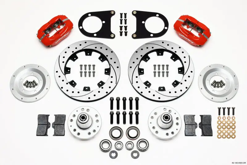 Wilwood Forged Dynalite Front Kit 12.19In Drilled Red 37-48 Ford Psgr. Car Spindle 1