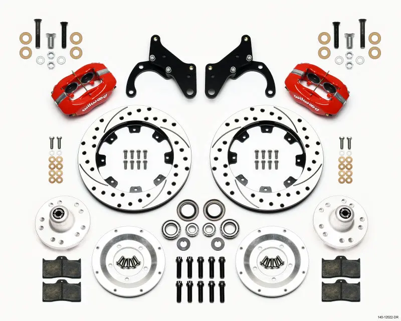 Wilwood Forged Dynalite Front Kit 12.19In Drilled Red 65-68 Chevy Impala -Drum Spindle 1