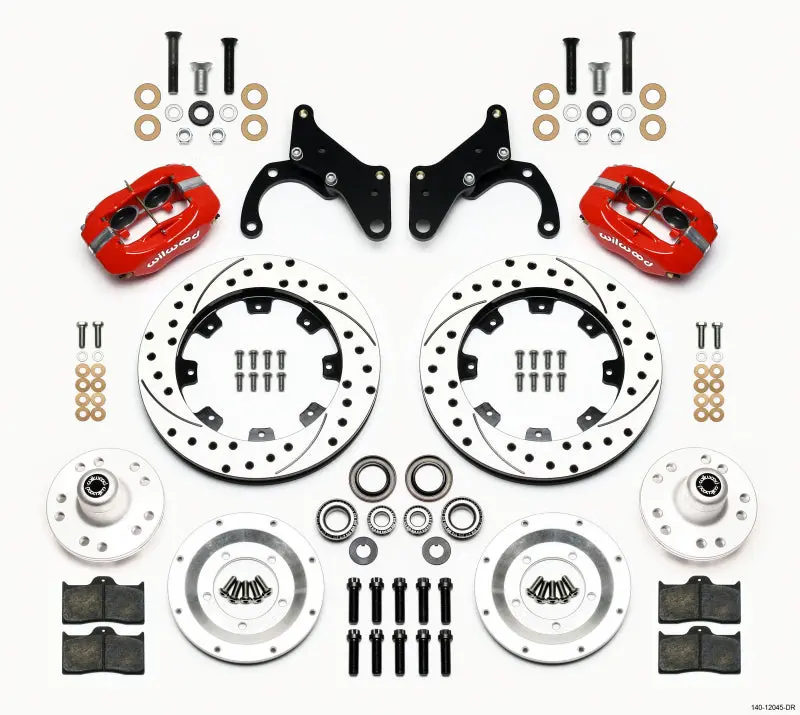 Wilwood Forged Dynalite Front Kit 12.19In Drilled Red 69-70 Impala Drum/Disc 69-82 Vette 1