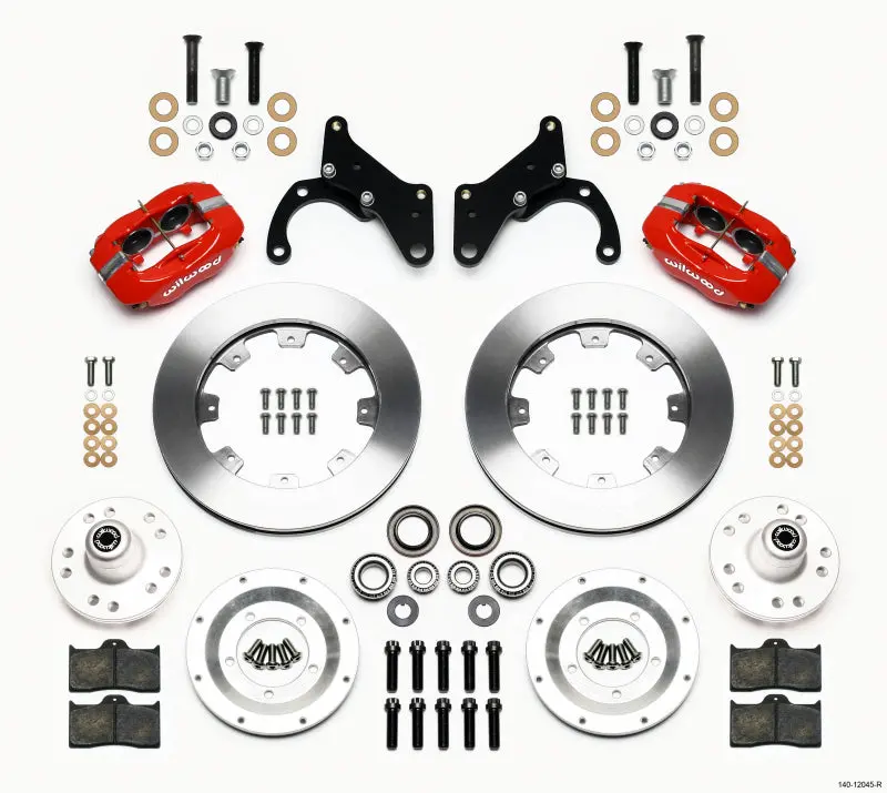 Wilwood Forged Dynalite Front Kit 12.19In Red 69-70 Impala Drum/Disc 69-82 Vette 1