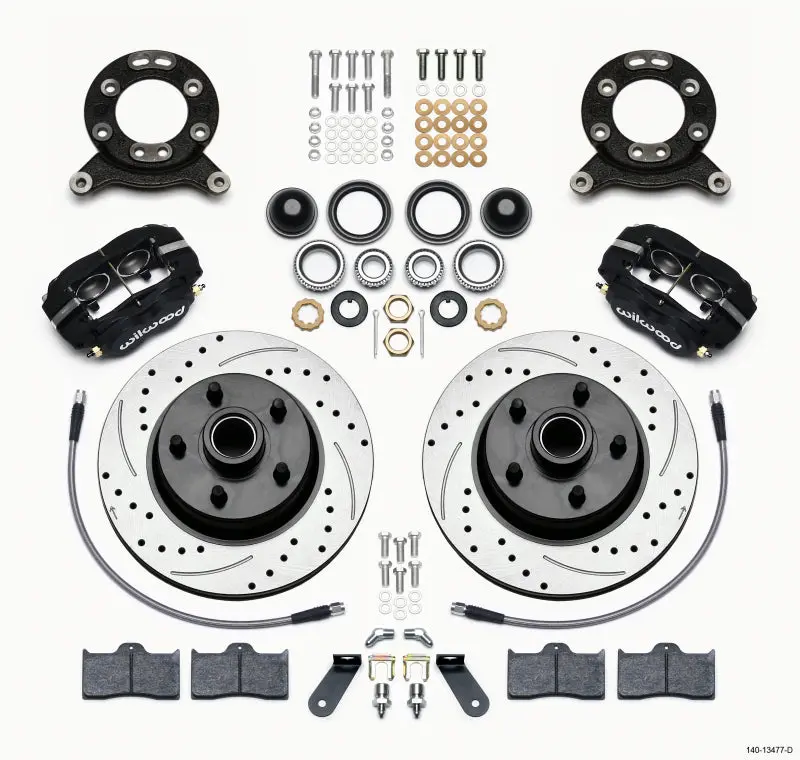 Wilwood Forged Dynalite-M Front Kit 11.30In 1 Pc Rotor&Hub-Drill 70-73 Mustang Disc & Drum Spindle 1