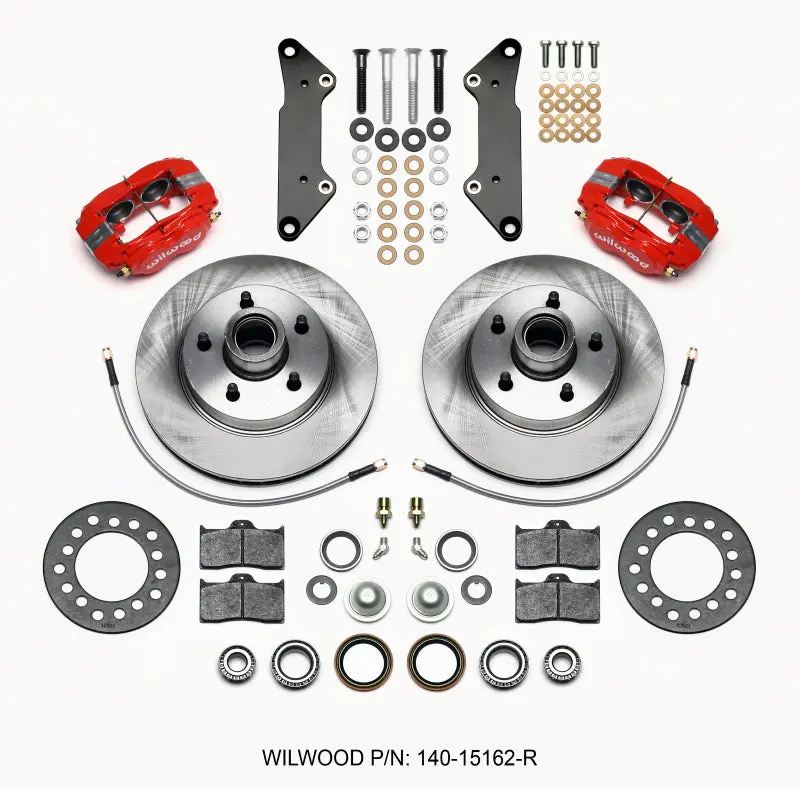 Wilwood Forged Dynalite-M Front Kit 11.88In 1 Pc Rotor&Hub Red Cadillac 1957-60 1