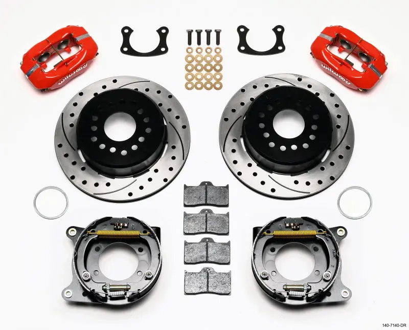 Wilwood Forged Dynalite P/S P-B Kit Drilled-Red New Big Ford 2.50In Offset 1