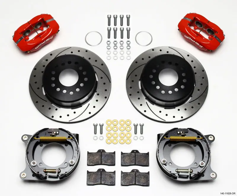 Wilwood Forged Dynalite P/S Park Brake Kit Drill-Red Impala 59-64 / Corvette 57-62 1