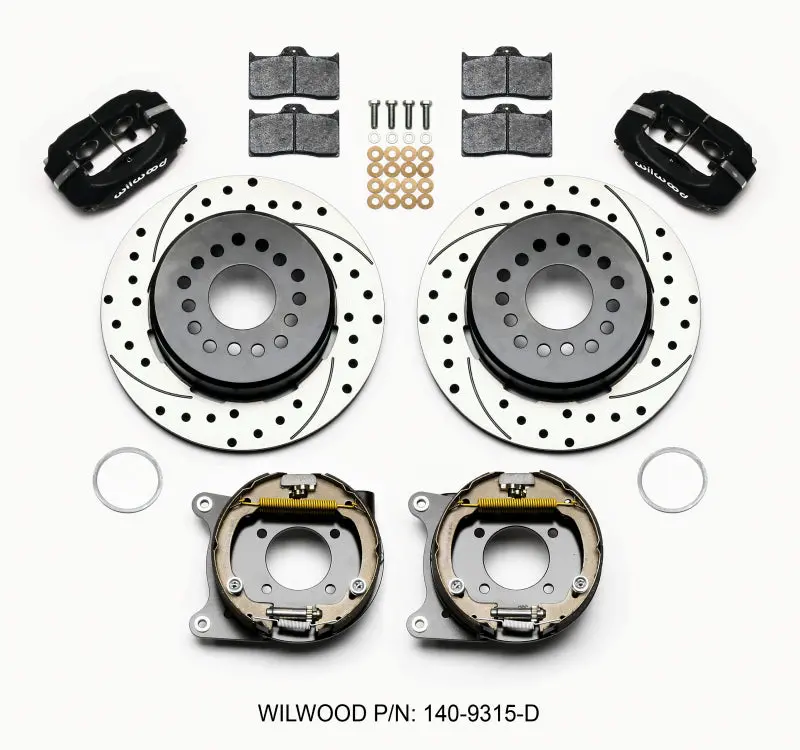 Wilwood Forged Dynalite P/S Park Brake Kit Drilled 12 Bolt 2.75In Offset Staggered Shock 1