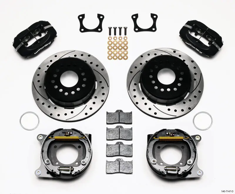 Wilwood Forged Dynalite P/S Park Brake Kit Drilled 58-64 Olds/Pontiac Ends 1