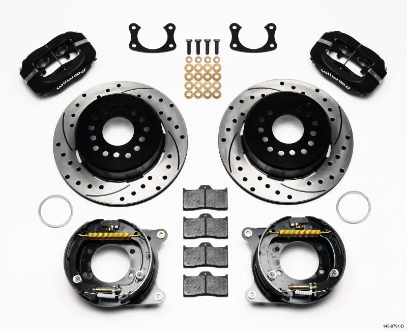 Wilwood Forged Dynalite P/S Park Brake Kit Drilled New Big Ford 2.50In Offset Front Caliper Mount 1