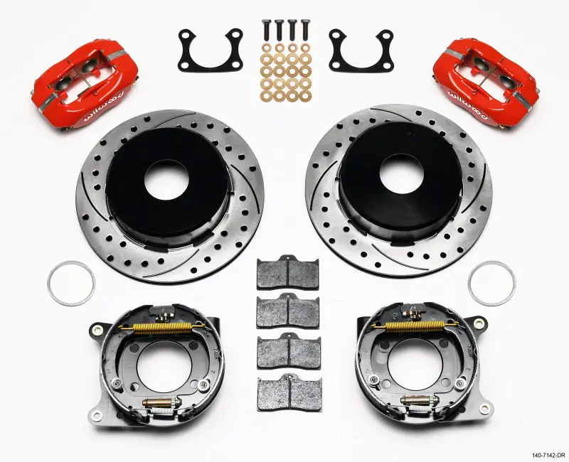Wilwood Forged Dynalite P/S Park Brake Kit Drilled Red Big Ford 2.36In Offset Currie Blank 1