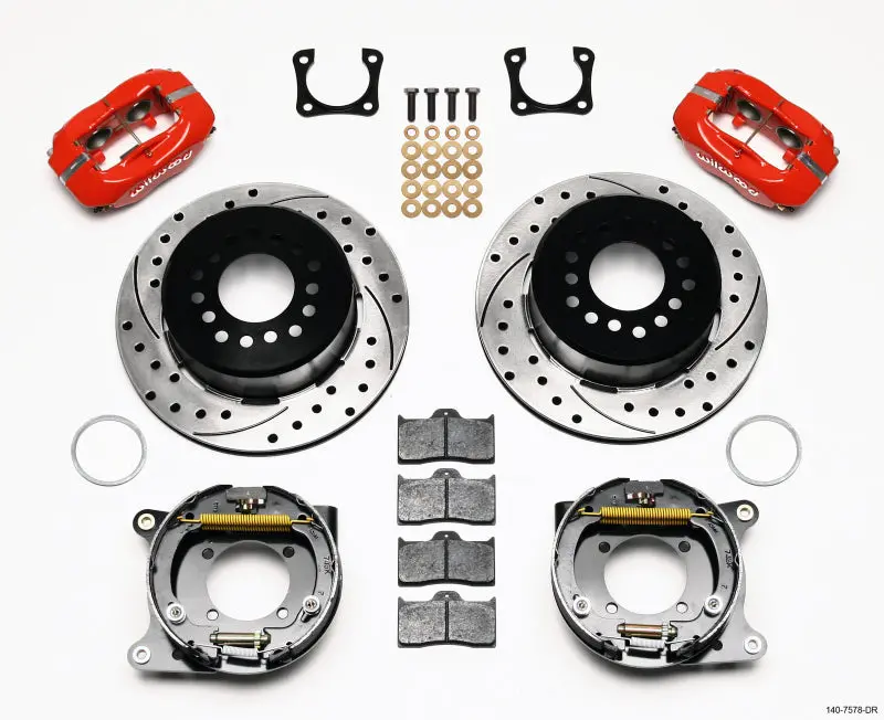 Wilwood Forged Dynalite P/S Park Brake Kit Drilled Red Chevy 12 Bolt-Spec 3.15In Bearing 1
