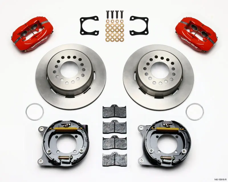 Wilwood Forged Dynalite P/S Park Brake Kit Red Chevy 12 Bolt-Spec 3.15In Bearing Staggered Mt 1