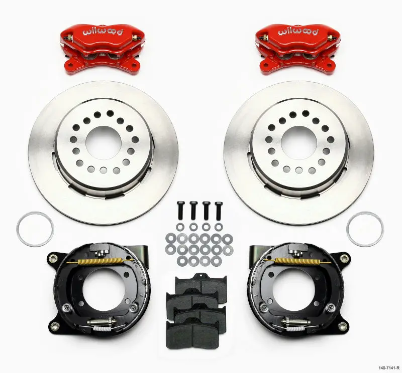 Wilwood Forged Dynalite P/S Park Brake Kit Red Chevy 12 Bolt W/ C-Clips 1