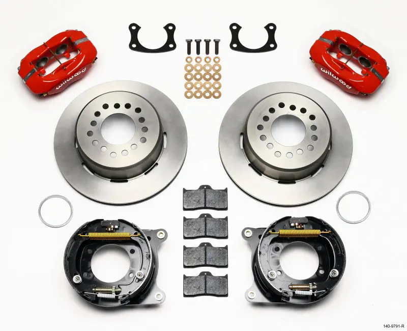 Wilwood Forged Dynalite P/S Park Brake Kit Red New Big Ford 2.50In Offset Front Caliper Mount 1