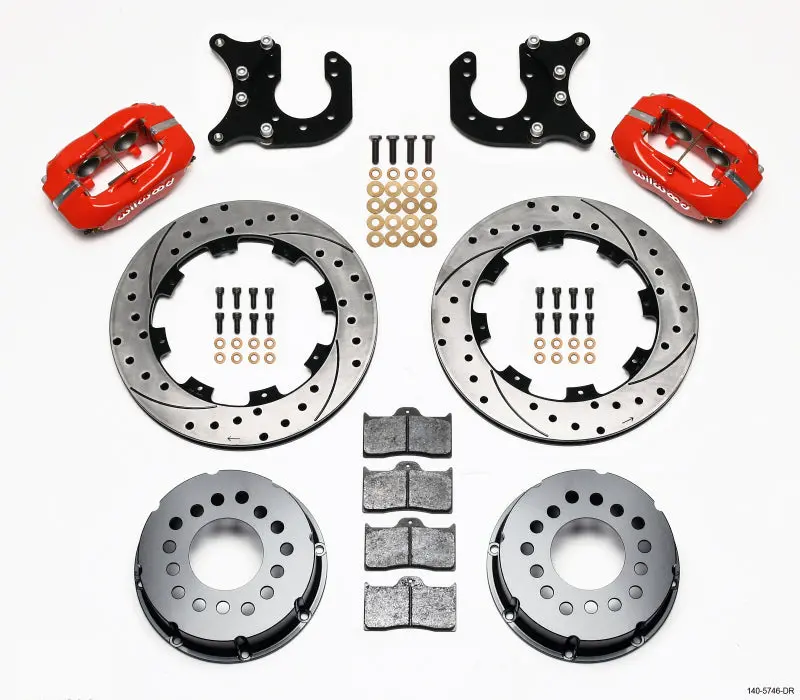 Wilwood Forged Dynalite P/S Rear Kit Drilled Red Chevy 12 Bolt-Spec 3.15In Bearing 1