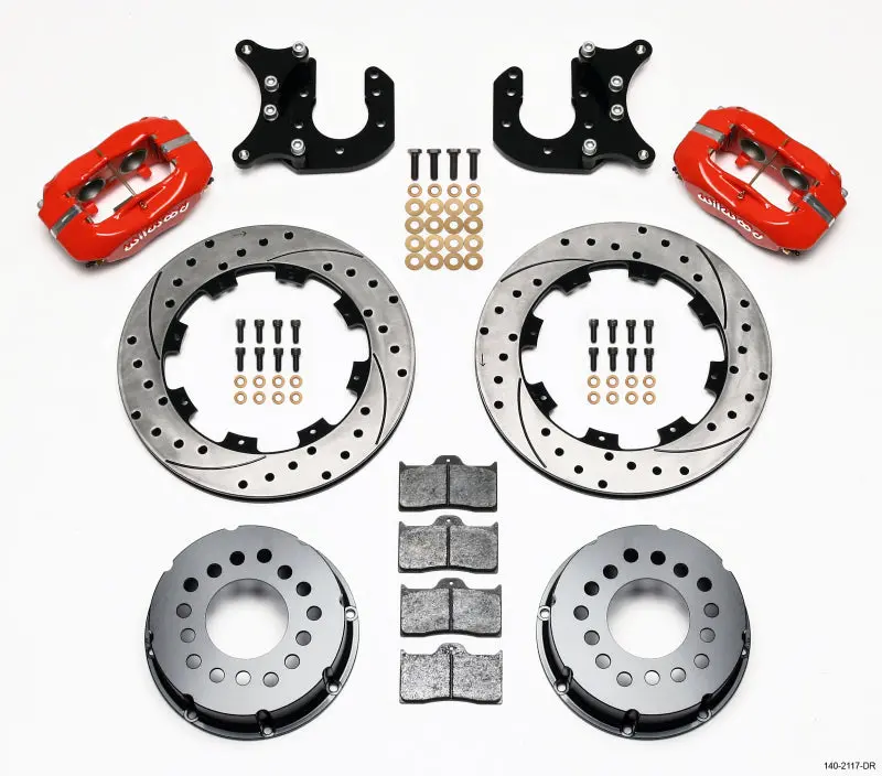 Wilwood Forged Dynalite P/S Rear Kit Drilled Red Mopar-Dana 2.36In Offset 1
