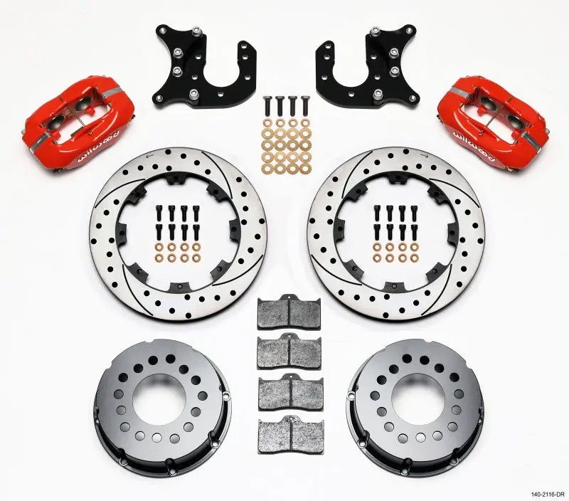 Wilwood Forged Dynalite P/S Rear Kit Drilled Red Mopar-Dana 2.72In Offset 1