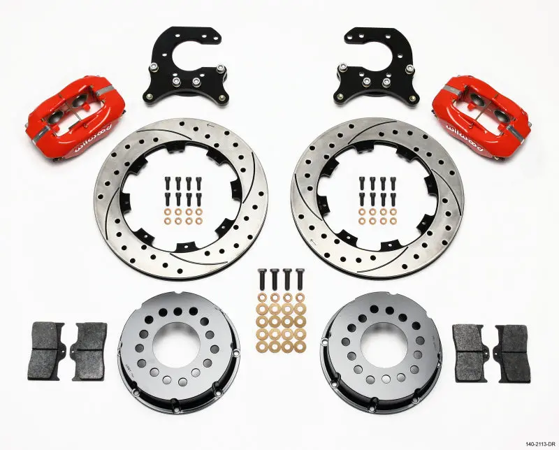 Wilwood Forged Dynalite P/S Rear Kit Drilled Red Small Ford 2.66In Offset 1