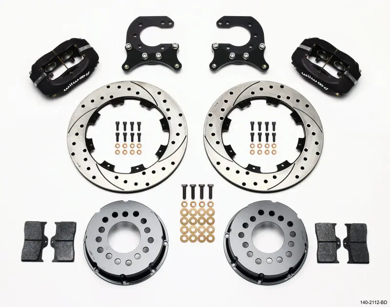 Wilwood Forged Dynalite P/S Rear Kit Drilled Rotor Chev 12 Bolt W C-Clips 1