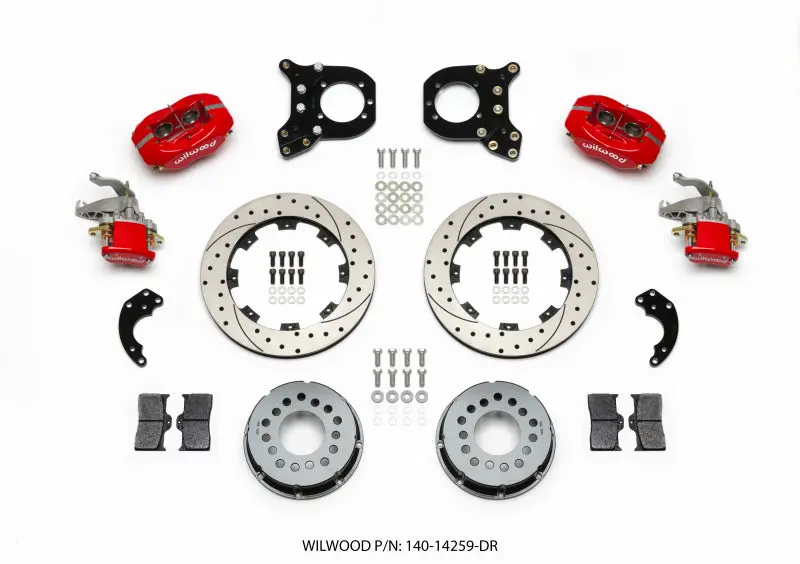 Wilwood Forged Dynalite P/S Rear Kit W/Mc4 P-Brake Drill Red Chev 12 Bolt W/Clip Elimin-Staggered 1