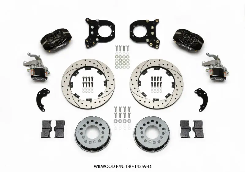 Wilwood Forged Dynalite P/S Rear Kit W/Mc4 P-Brake Drilled Chev 12 Bolt W/Clip Elimin-Staggered 1
